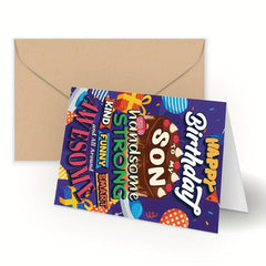Funny Happy Birthday Card For Son - Son Gift - From Mom Dad - 16th 18th 21st 25t