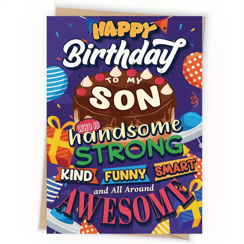 Funny Happy Birthday Card For Son - Son Gift - From Mom Dad - 16th 18th 21st 25t