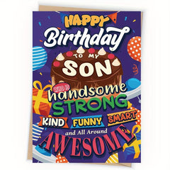 Funny Happy Birthday Card For Son - Son Gift - From Mom Dad - 16th 18th 21st 25t