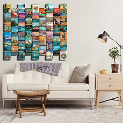 50pcs Cities Travel Vintage Poster Set to Create a Unique Wall Collage
