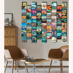 50pcs Cities Travel Vintage Poster Set to Create a Unique Wall Collage