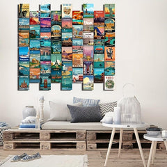 50pcs Cities Travel Vintage Poster Set to Create a Unique Wall Collage