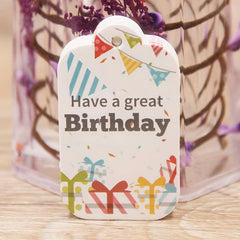 100pcs Happy Birthday Gift Tags 5X3cm Cardboard