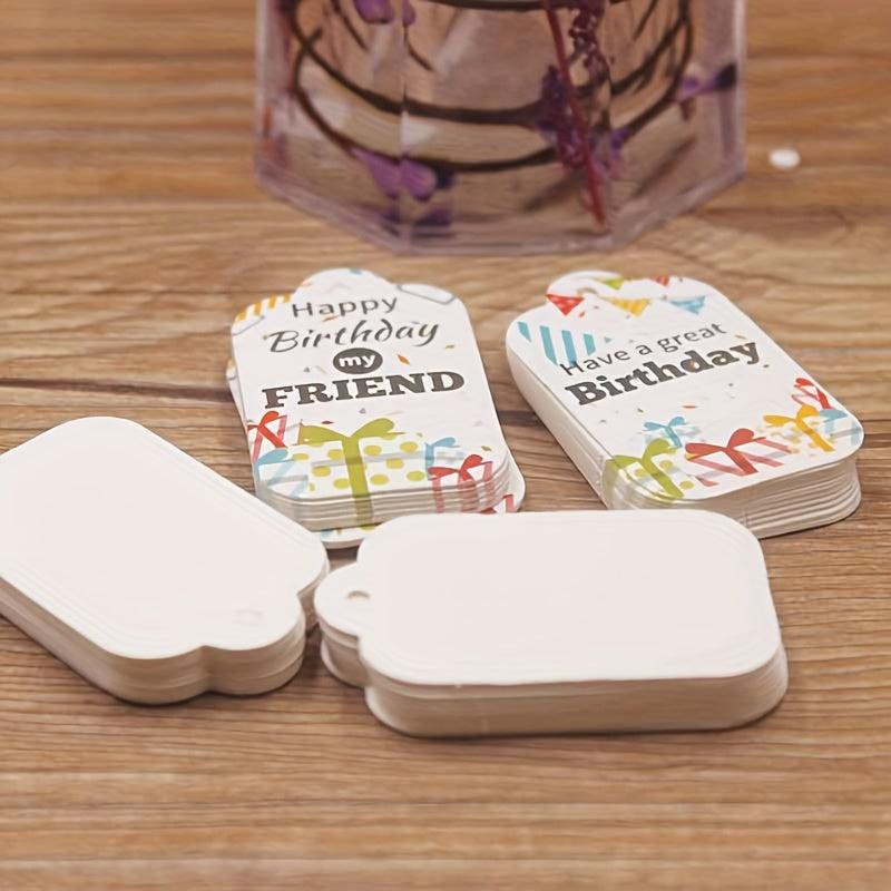 100pcs Happy Birthday Gift Tags 5X3cm Cardboard