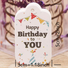 100pcs Happy Birthday Gift Tags 5X3cm Cardboard
