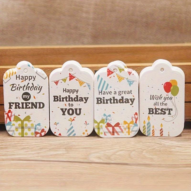 100pcs Happy Birthday Gift Tags 5X3cm Cardboard