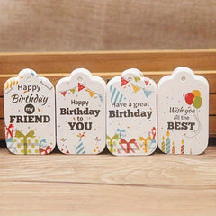 100pcs Happy Birthday Gift Tags 5X3cm Cardboard