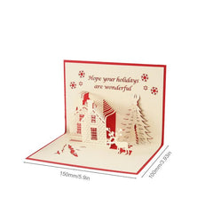 1pc Christmas 3D Hollowing Castle Card Blessings Small Card