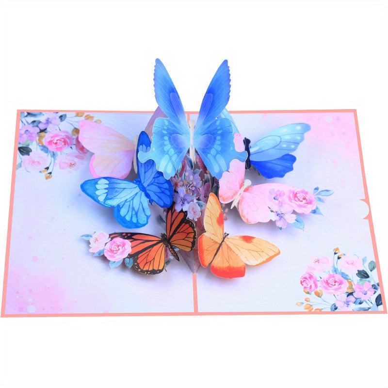 3D Butterfly Garden Greeting Card Pop up Butterfly Thank You Card