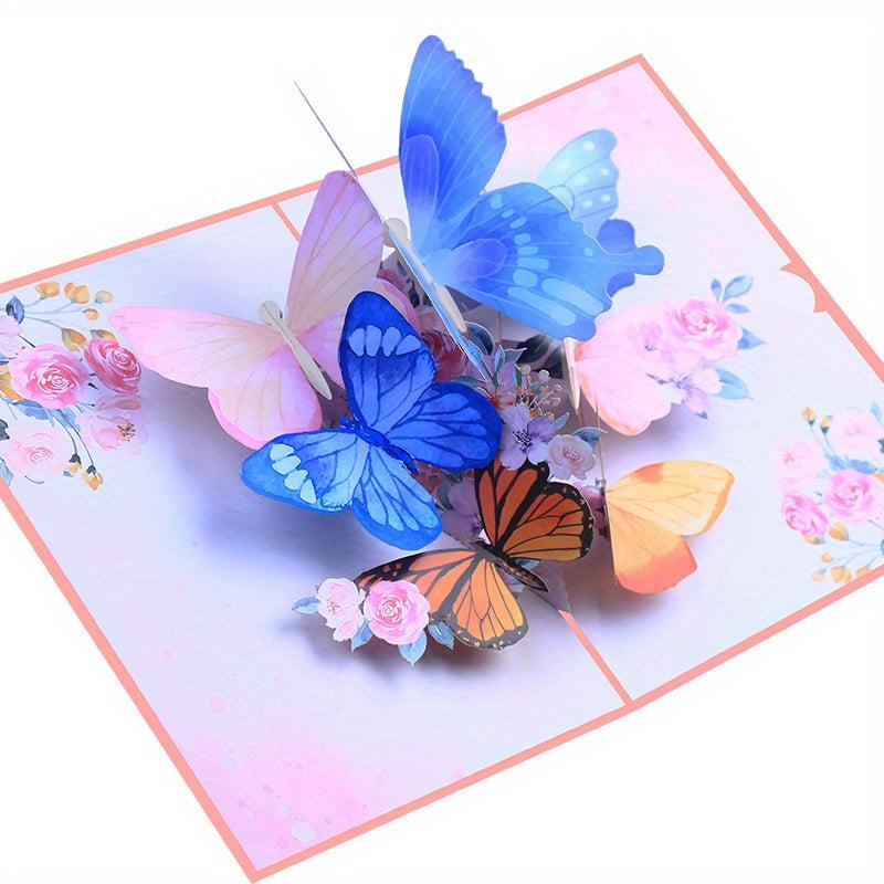 3D Butterfly Garden Greeting Card Pop up Butterfly Thank You Card