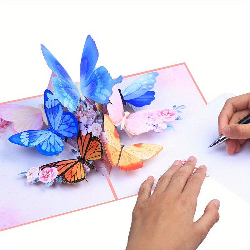 3D Butterfly Garden Greeting Card Pop up Butterfly Thank You Card