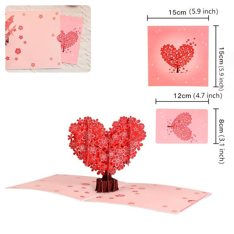 Floral Love Heart 3D Pop Up Greeting Card For Mother's Birthday Anniversary