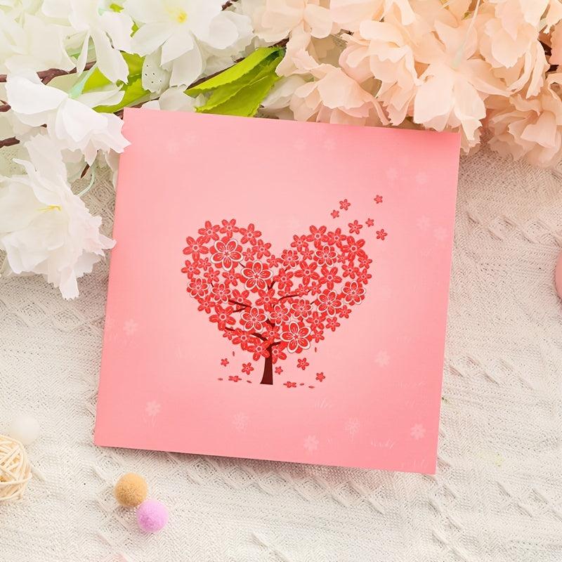 Floral Love Heart 3D Pop Up Greeting Card For Mother's Birthday Anniversary