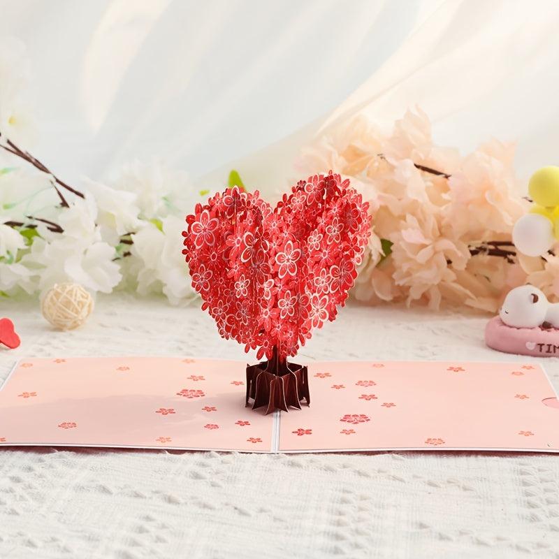 Floral Love Heart 3D Pop Up Greeting Card For Mother's Birthday Anniversary
