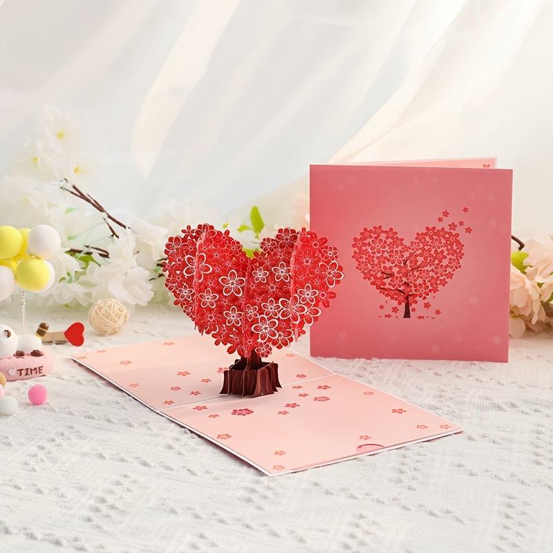 Floral Love Heart 3D Pop Up Greeting Card For Mother's Birthday Anniversary