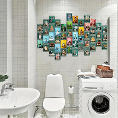 50pcs Postcard Collage Kit Animals Wall Decor Room Funny Toilet Picture