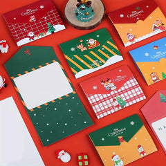 6pcs Cartoon Christmas Small Greeting Cards Fun Christmas Series Half fold Cards