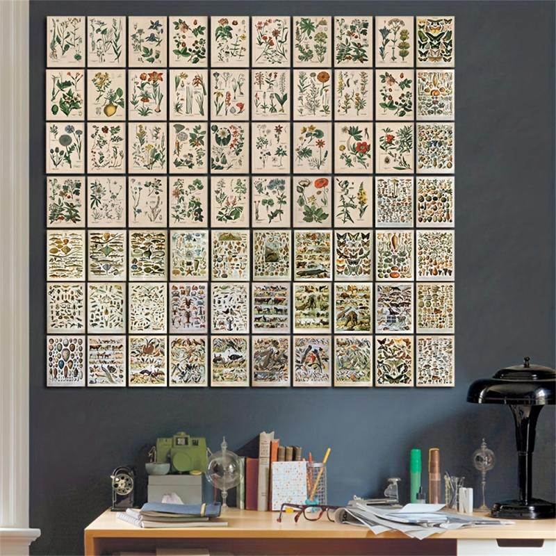 70 Retro Plant Postcard Collage Sets with Animal Pictures for Room Decoration