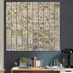 70 Retro Plant Postcard Collage Sets with Animal Pictures for Room Decoration