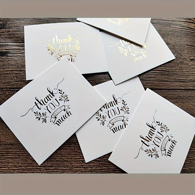 10pcs Bronzing Small Greeting Cards Thank You Message Cards Gift Packaging