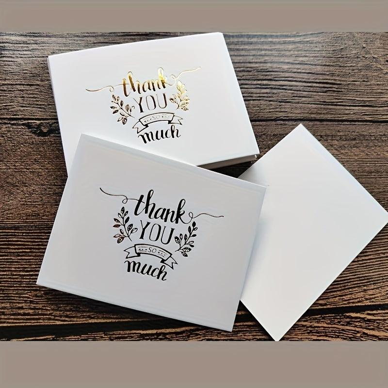 10pcs Bronzing Small Greeting Cards Thank You Message Cards Gift Packaging