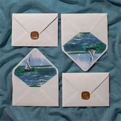 Vintage Painting Series Hemp Texture Letter Paper Invitation Card Bag