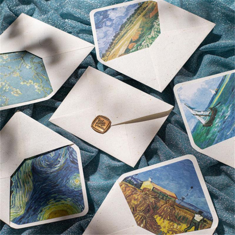 Vintage Painting Series Hemp Texture Letter Paper Invitation Card Bag