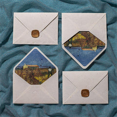 Vintage Painting Series Hemp Texture Letter Paper Invitation Card Bag