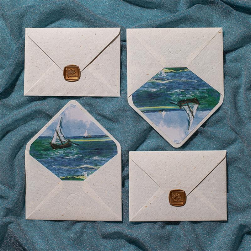 Vintage Painting Series Hemp Texture Letter Paper Invitation Card Bag