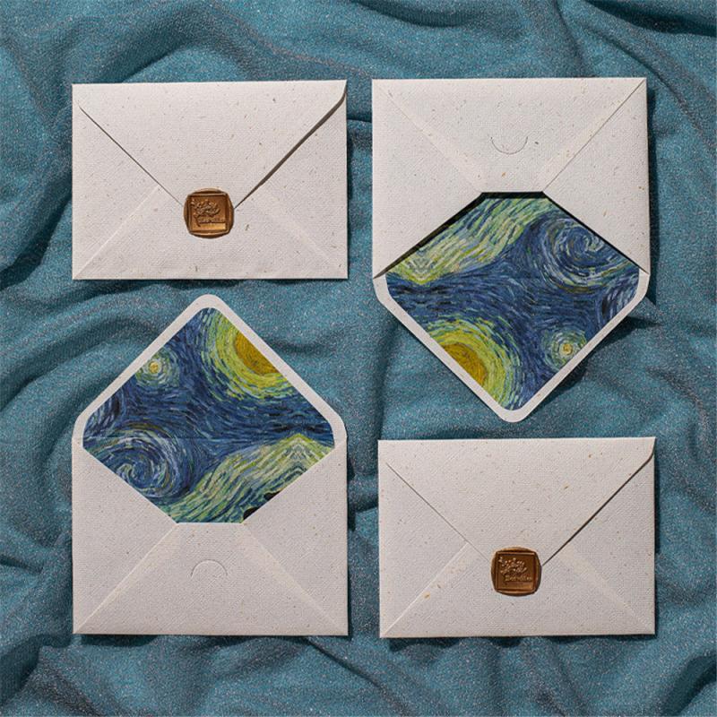 Vintage Painting Series Hemp Texture Letter Paper Invitation Card Bag