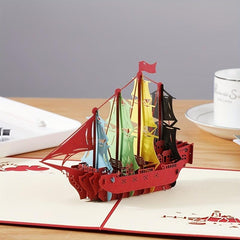 3D Pop Up Card Sailing Model Birthday Cake Greeting Card Note Card And Envelope