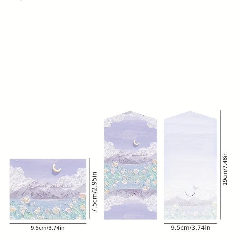 6pcs Landscape Painting Greeting Card Thanksgiving Christmas Birthday Message