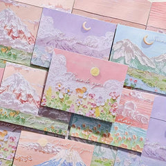 6pcs Landscape Painting Greeting Card Thanksgiving Christmas Birthday Message