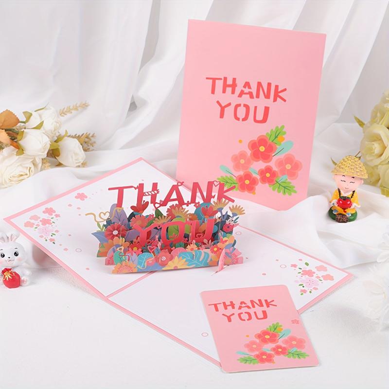 1pc Thank You Pop Up Card 3D Pop Up Greeting Card With Envelopes