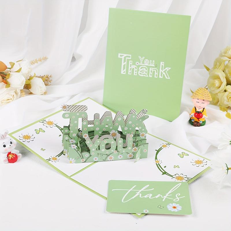 1pc Thank You Pop Up Card 3D Pop Up Greeting Card With Envelopes