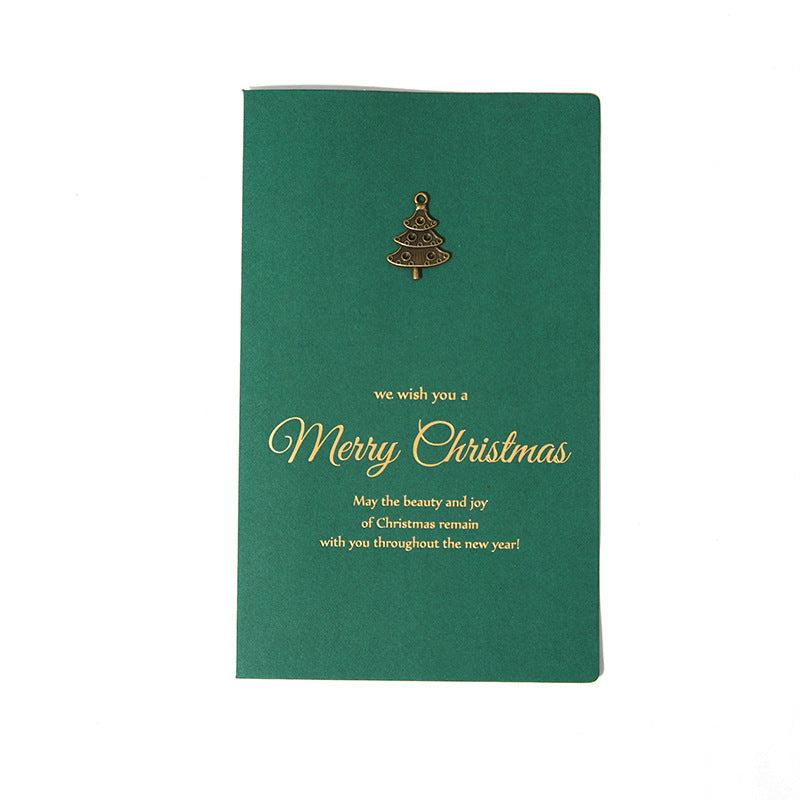4pcs Retro Metal Special Paper Bronzing Greeting Card Christmas Card