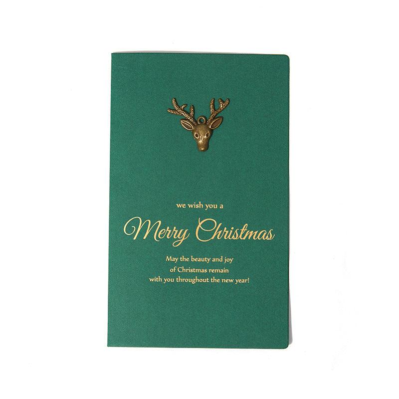 4pcs Retro Metal Special Paper Bronzing Greeting Card Christmas Card
