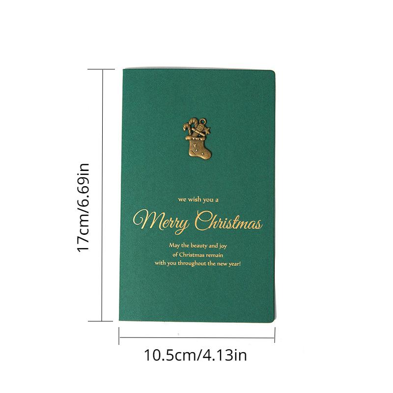 4pcs Retro Metal Special Paper Bronzing Greeting Card Christmas Card