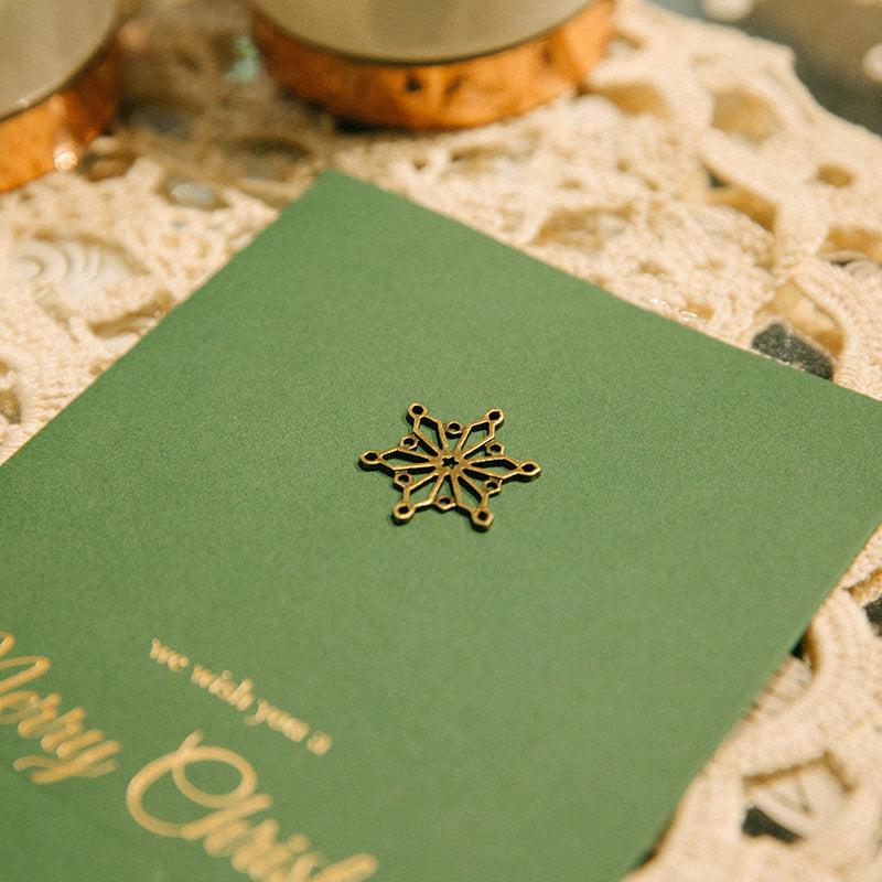 4pcs Retro Metal Special Paper Bronzing Greeting Card Christmas Card