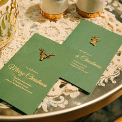 4pcs Retro Metal Special Paper Bronzing Greeting Card Christmas Card
