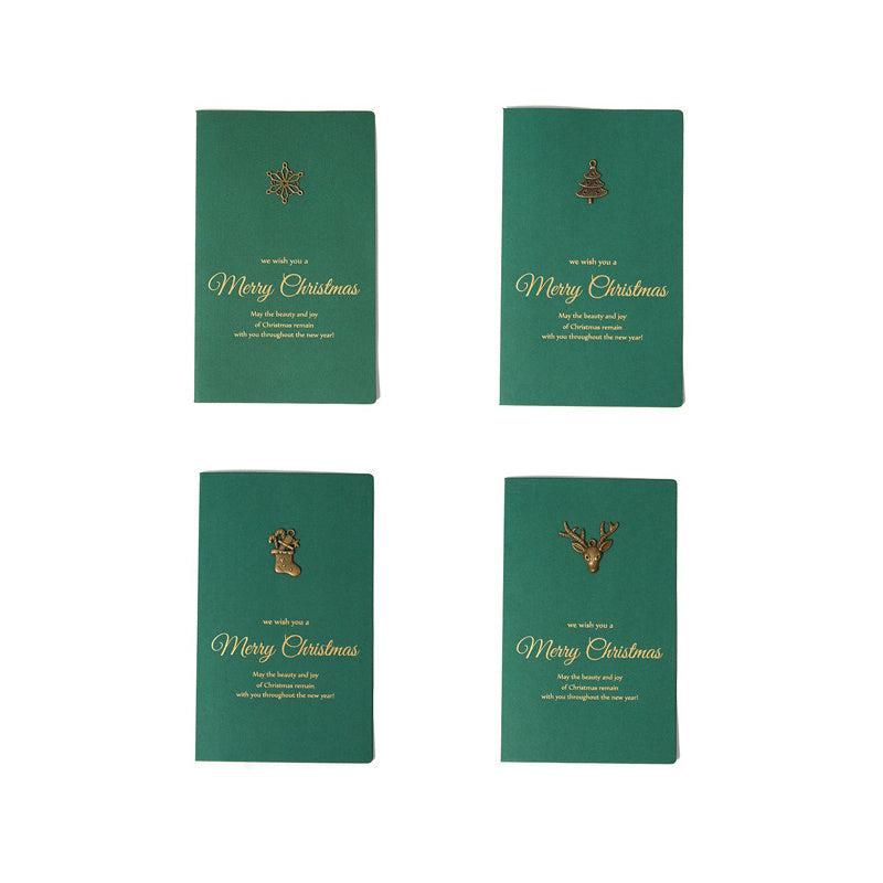 4pcs Retro Metal Special Paper Bronzing Greeting Card Christmas Card