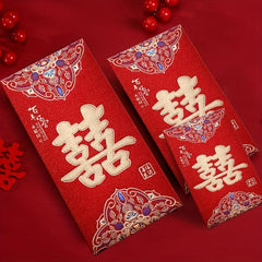 6-Piece High Frosted Chinese Red Lucky Money Bag Set