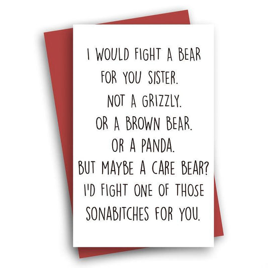 Funny Birthday Card For Sister Humorous Greeting With Envelopes