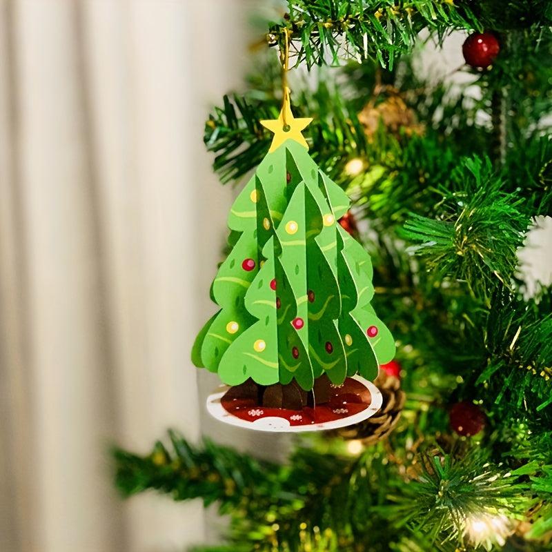 3D Pop Up Christmas Tree Greeting Card Paper Carved Cartoon Party Favor