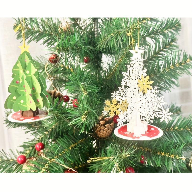 3D Pop Up Christmas Tree Greeting Card Paper Carved Cartoon Party Favor