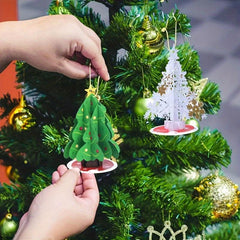 3D Pop Up Christmas Tree Greeting Card Paper Carved Cartoon Party Favor