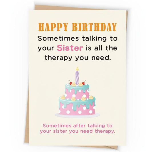 Sister Birthday Card Funny Happy Birthday Card To Sister