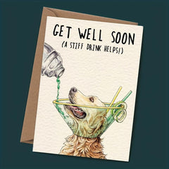 1pc Dog Cone Card Get Well Golden Retriever Feel Better