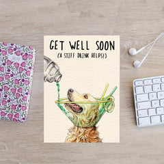 1pc Dog Cone Card Get Well Golden Retriever Feel Better
