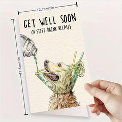 1pc Dog Cone Card Get Well Golden Retriever Feel Better